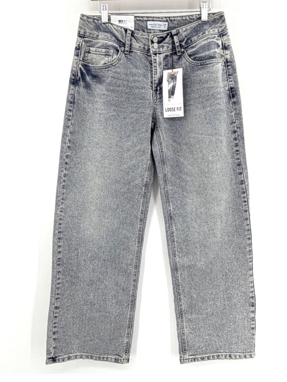 Vanilla Star Loose Fit High Rise Jeans Acid Wash Wide Leg Blueโ Denim 7/28 NWT